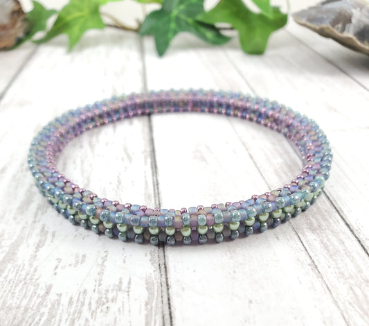 Mermaid Seafoam and Purple Tennis Style Bangle Bracelet