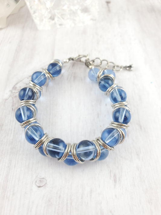 Icy Blue and Silver Goddess Bracelet