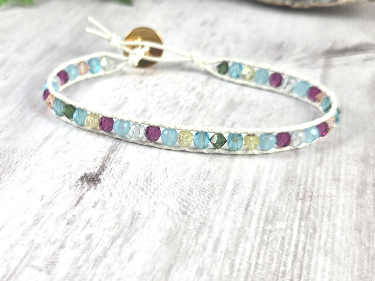 Colorful Cut Glass Bead Wrap Bracelet