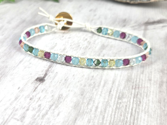Colorful Cut Glass Bead Wrap Bracelet
