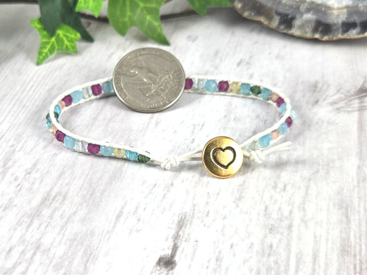 Colorful Cut Glass Bead Wrap Bracelet