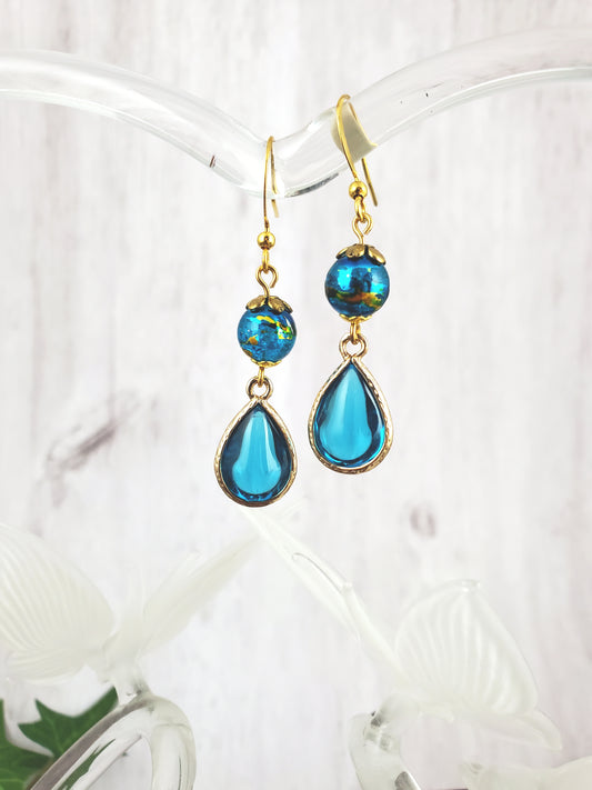 Gold and Sapphire Teardrop Earrings