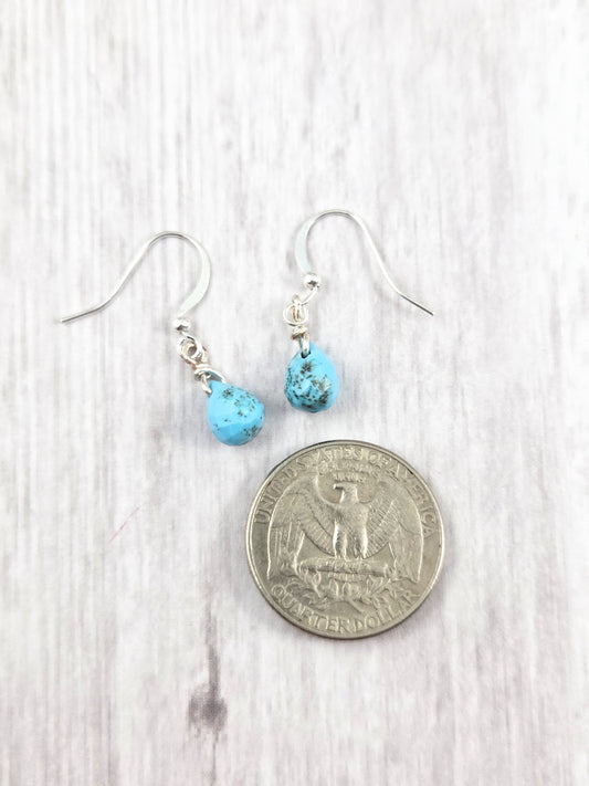Blue Magnesite Mini Briolette Dangle Earrings