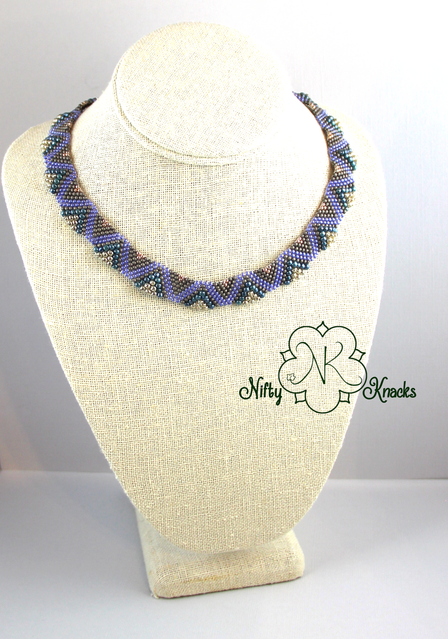 Purple, Grey, Silver and Teal Cellini Necklace