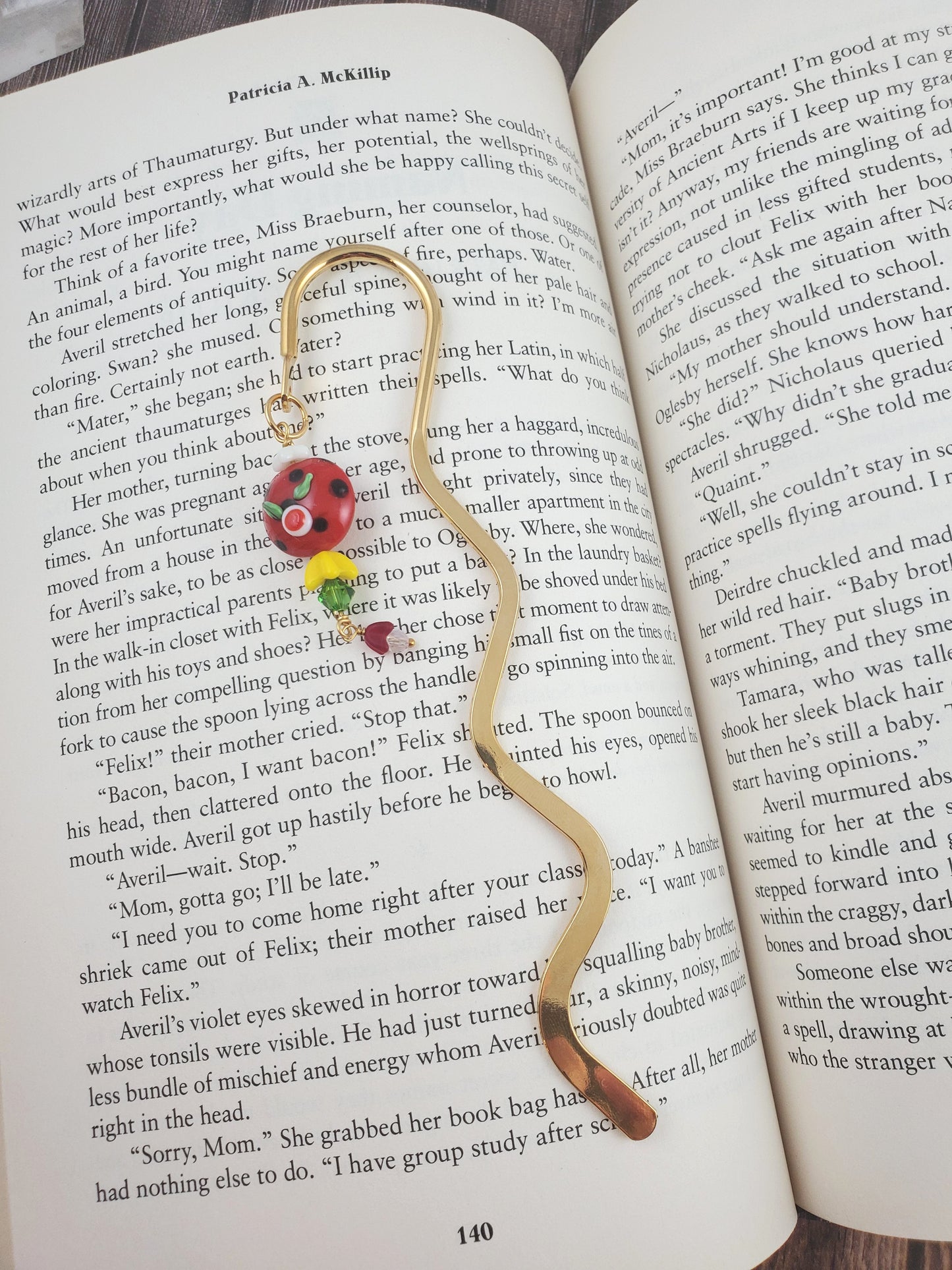 Polka Dot Flower Lamp Work Bookmark