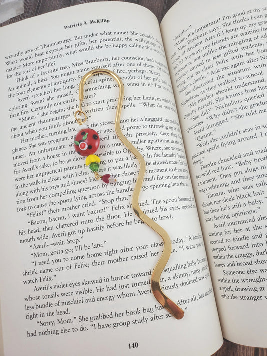 Polka Dot Flower Lamp Work Bookmark