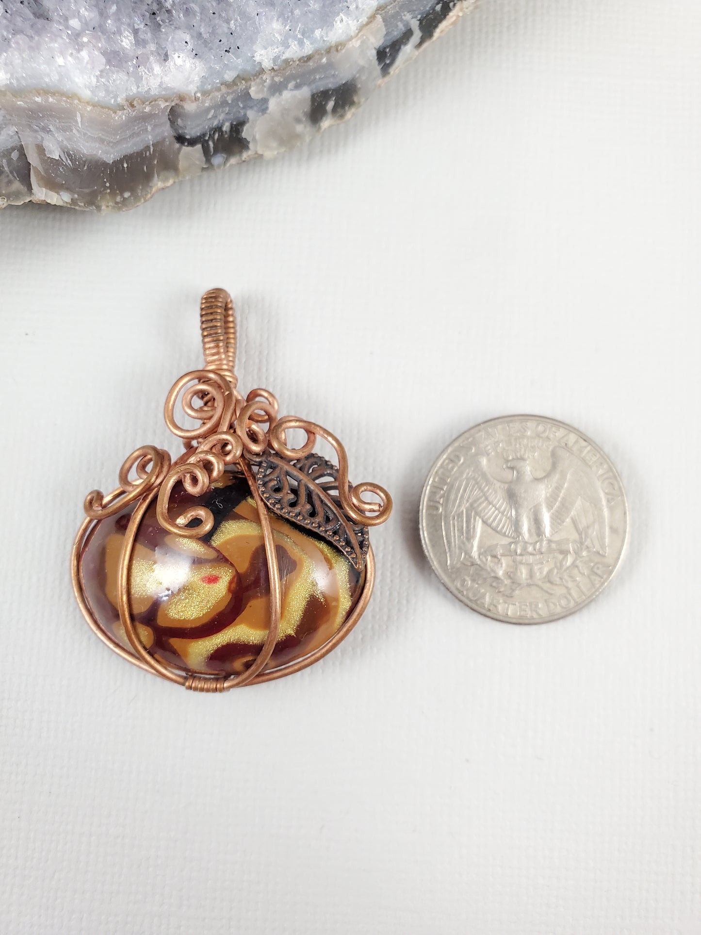 Gold and Brown Swirl Pumpkin Pendant