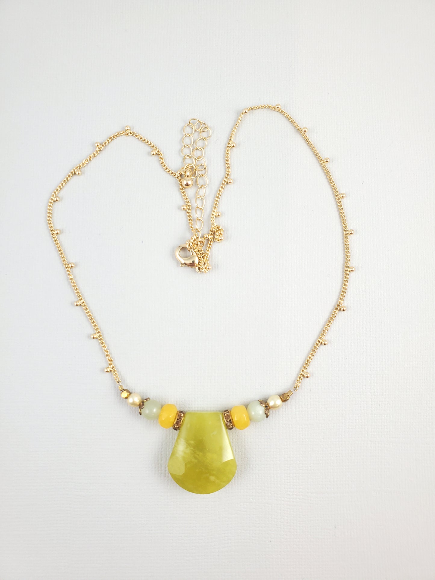 Green, Yellow Gold Jade Focal Necklace