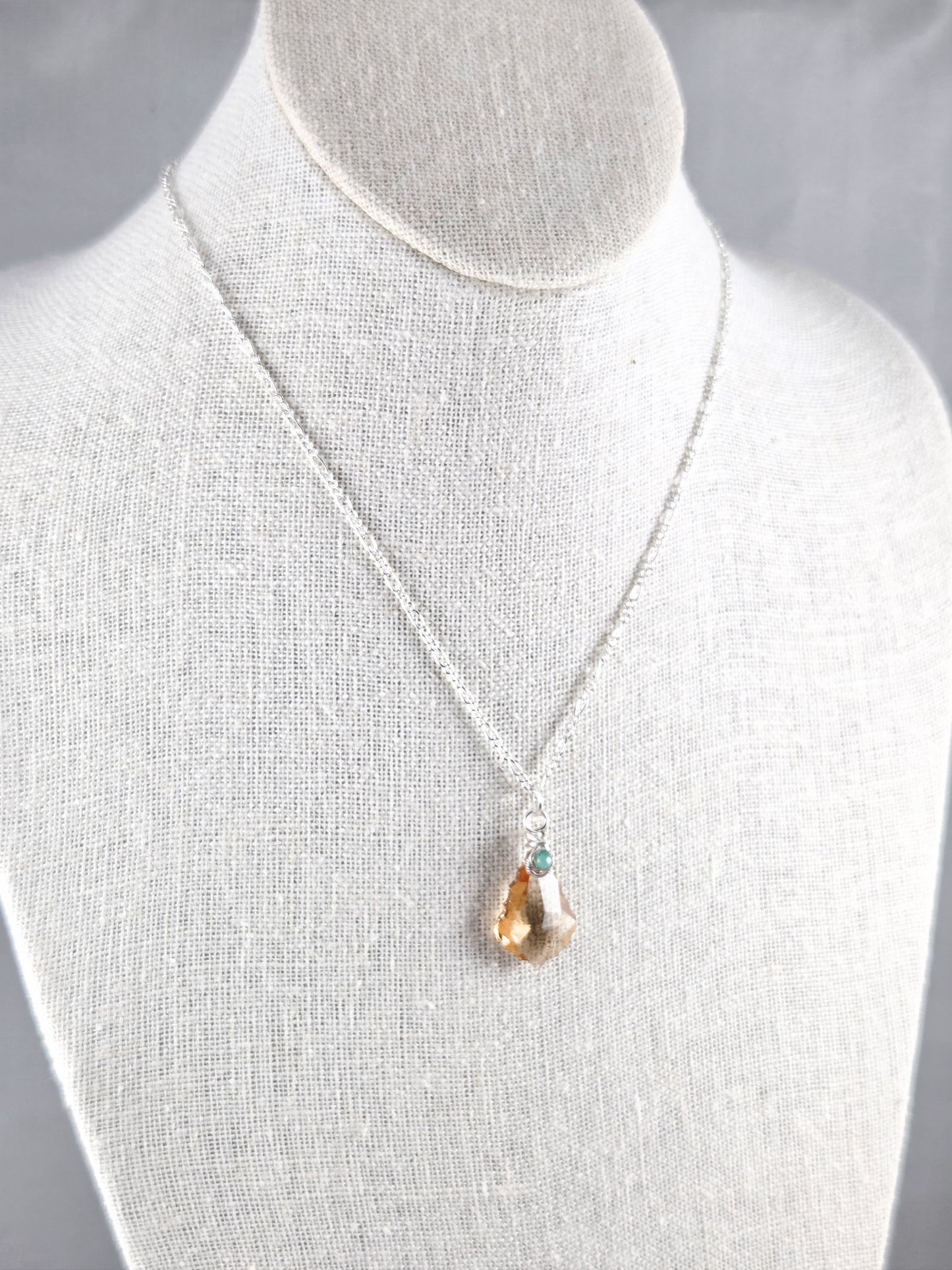 Swarovski Crystal Baroque Topaz and Turquoise Pendant Necklace