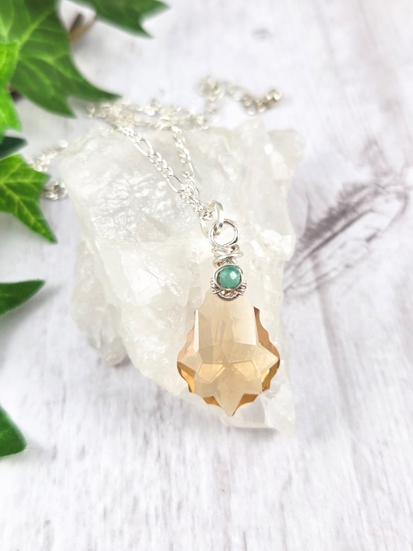 Swarovski Crystal Baroque Topaz and Turquoise Pendant Necklace