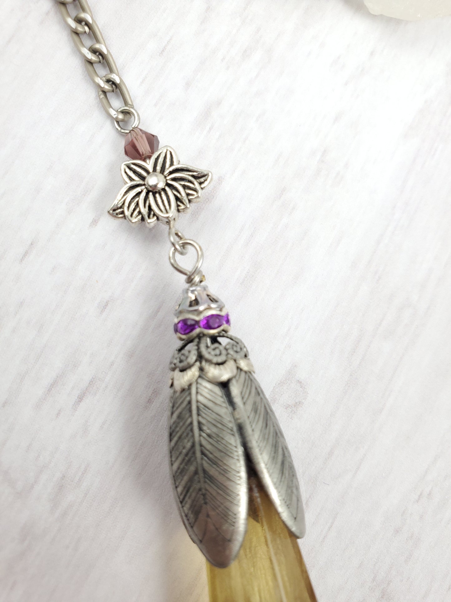 Purple and Yellow Banded Fluorite Divination Pendulum