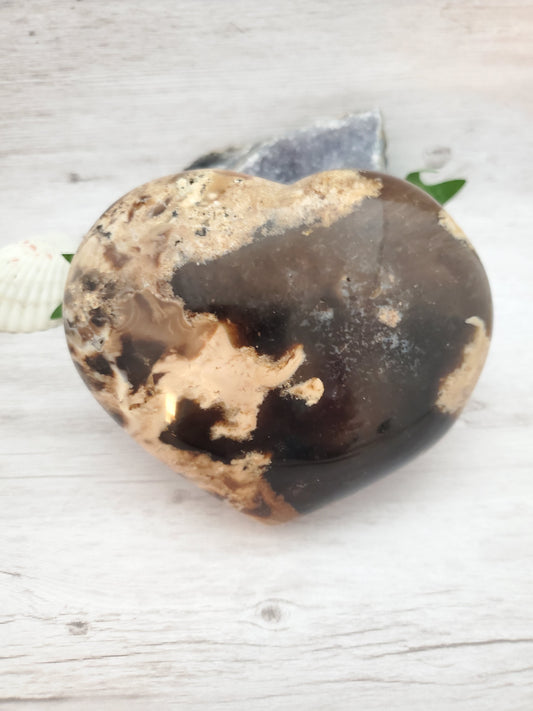 Huge Black Opal Jasper Polished Heart