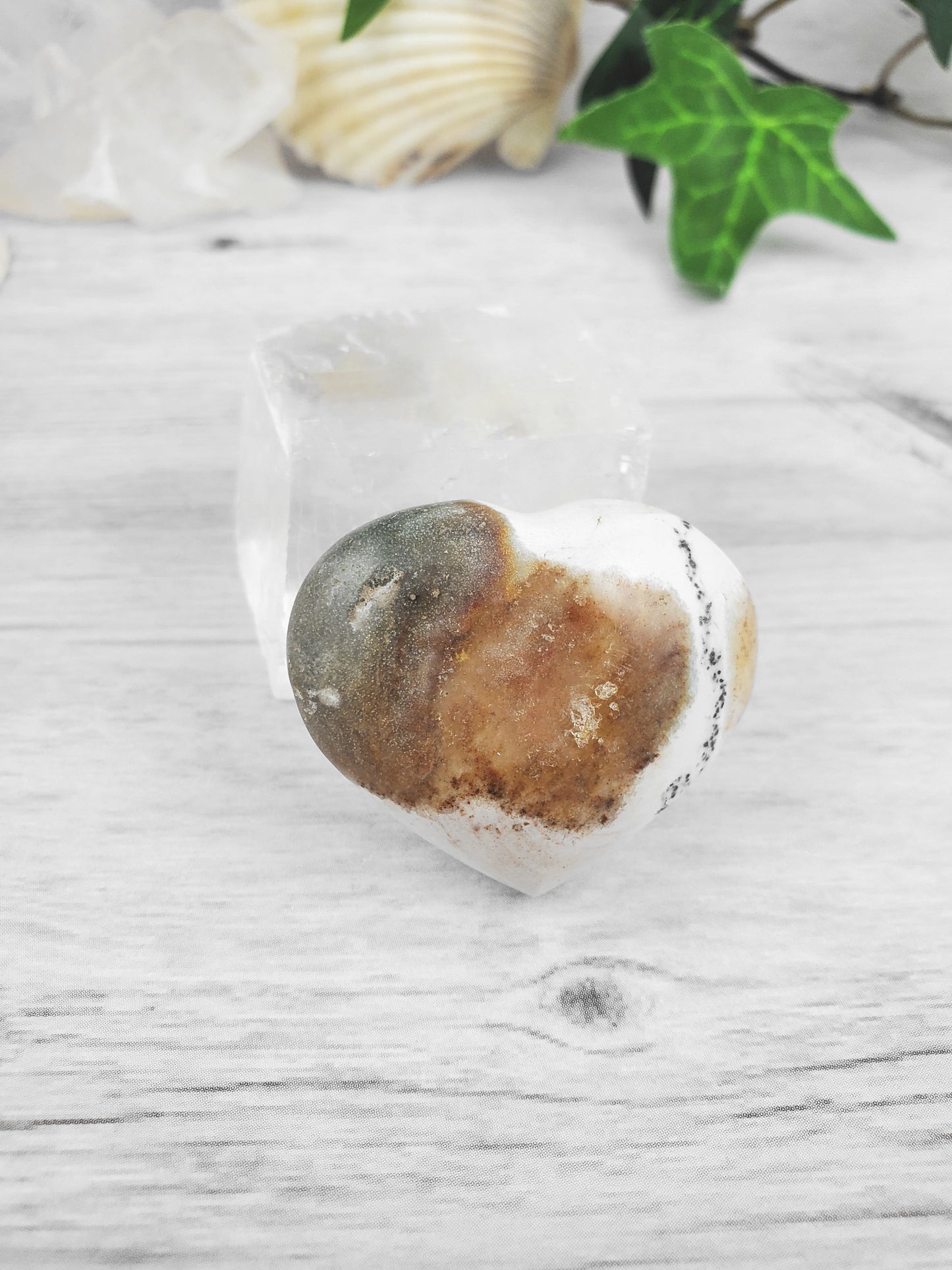 Unique Spotted White Ocean Jasper Heart