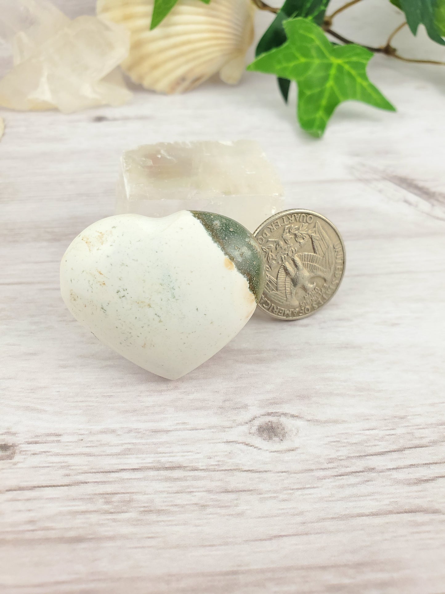 Unique Spotted White Ocean Jasper Heart