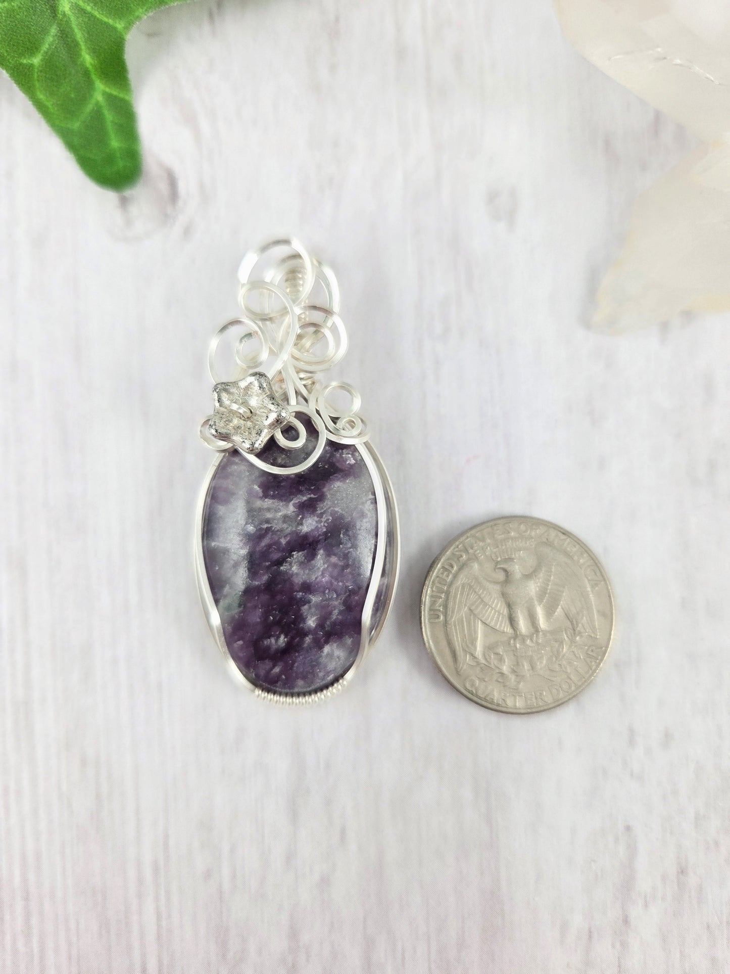 Lovely Lepidolite Mica Wire Wrapped Pendant