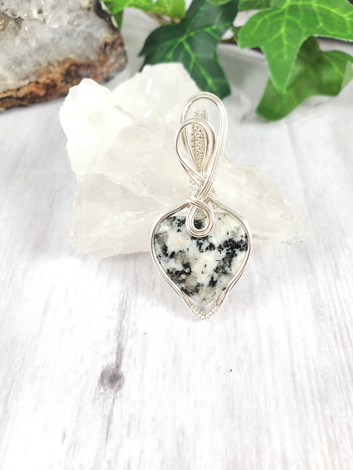 Dainty Sesame Jasper Heart Pendant