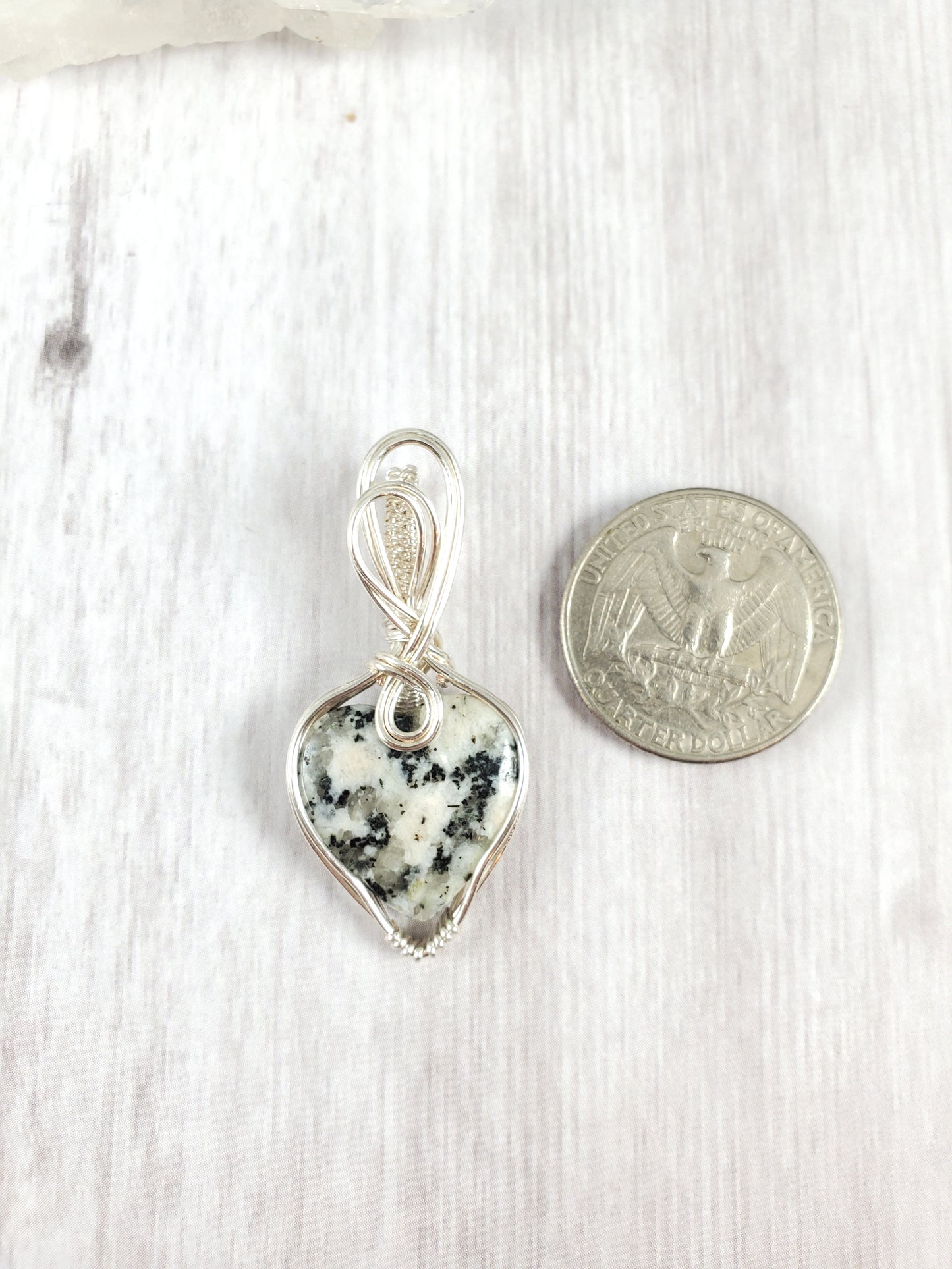 Dainty Sesame Jasper Heart Pendant