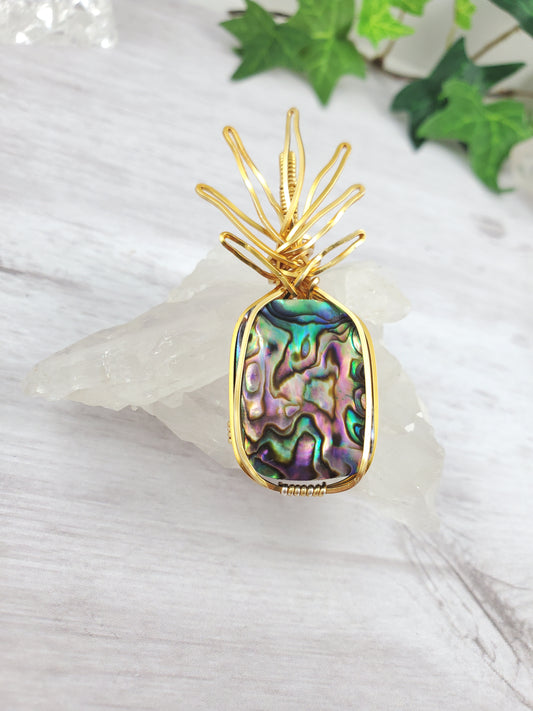 Whimsical Abalone Pineapple Pendant