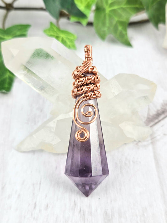 Fabulous Amethyst Vogel-style Pendulum Pendant Wrapped in Copper
