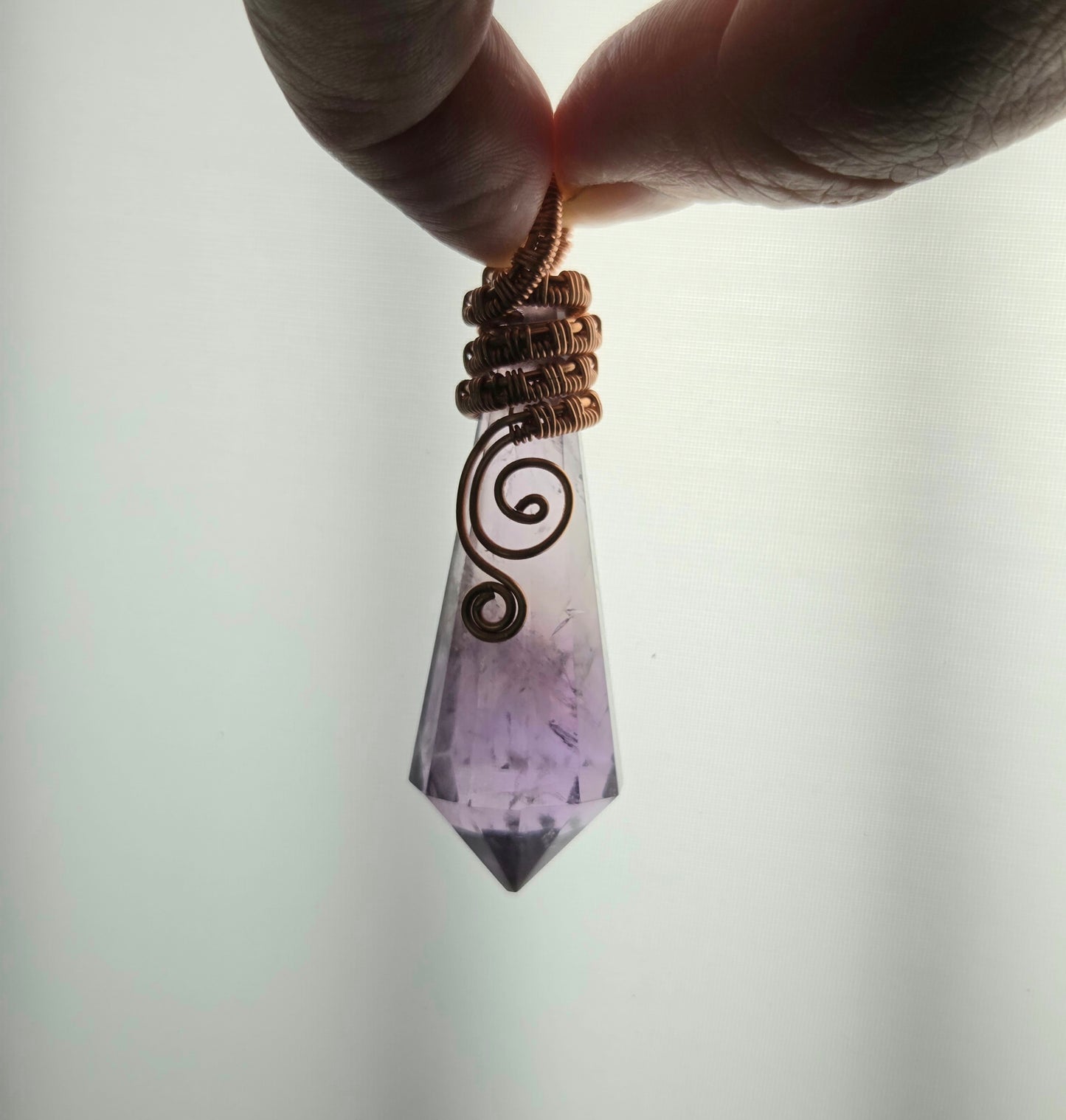 Fabulous Amethyst Vogel-style Pendulum Pendant Wrapped in Copper