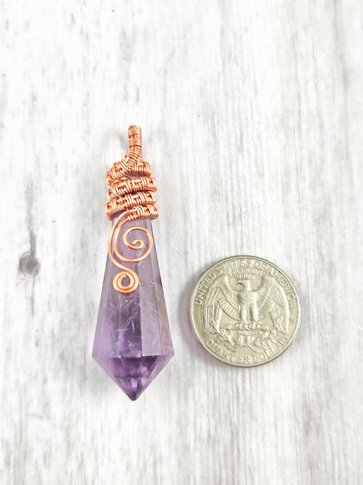 Fabulous Amethyst Vogel-style Pendulum Pendant Wrapped in Copper