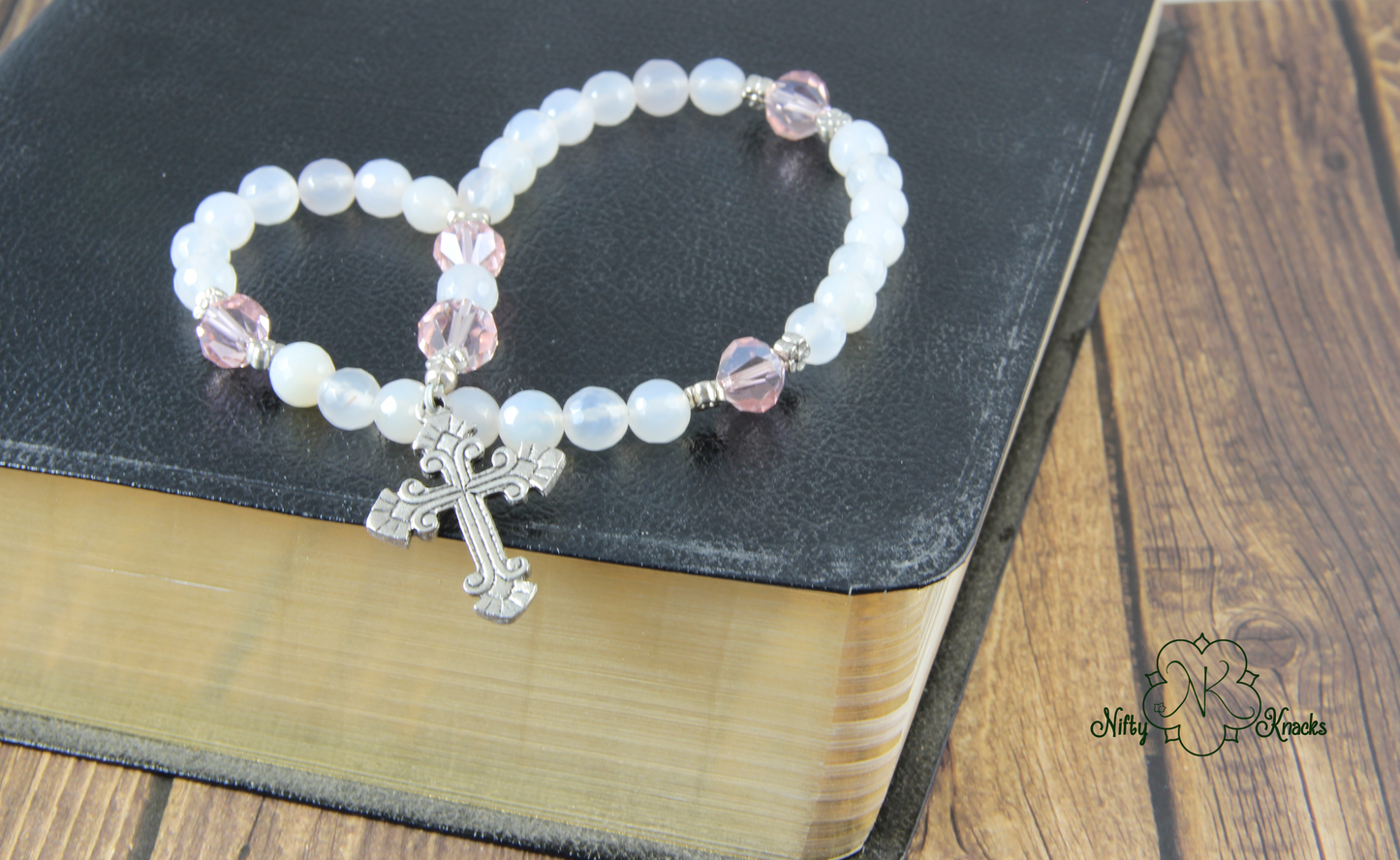 White Agate Anglican Prayer Beads