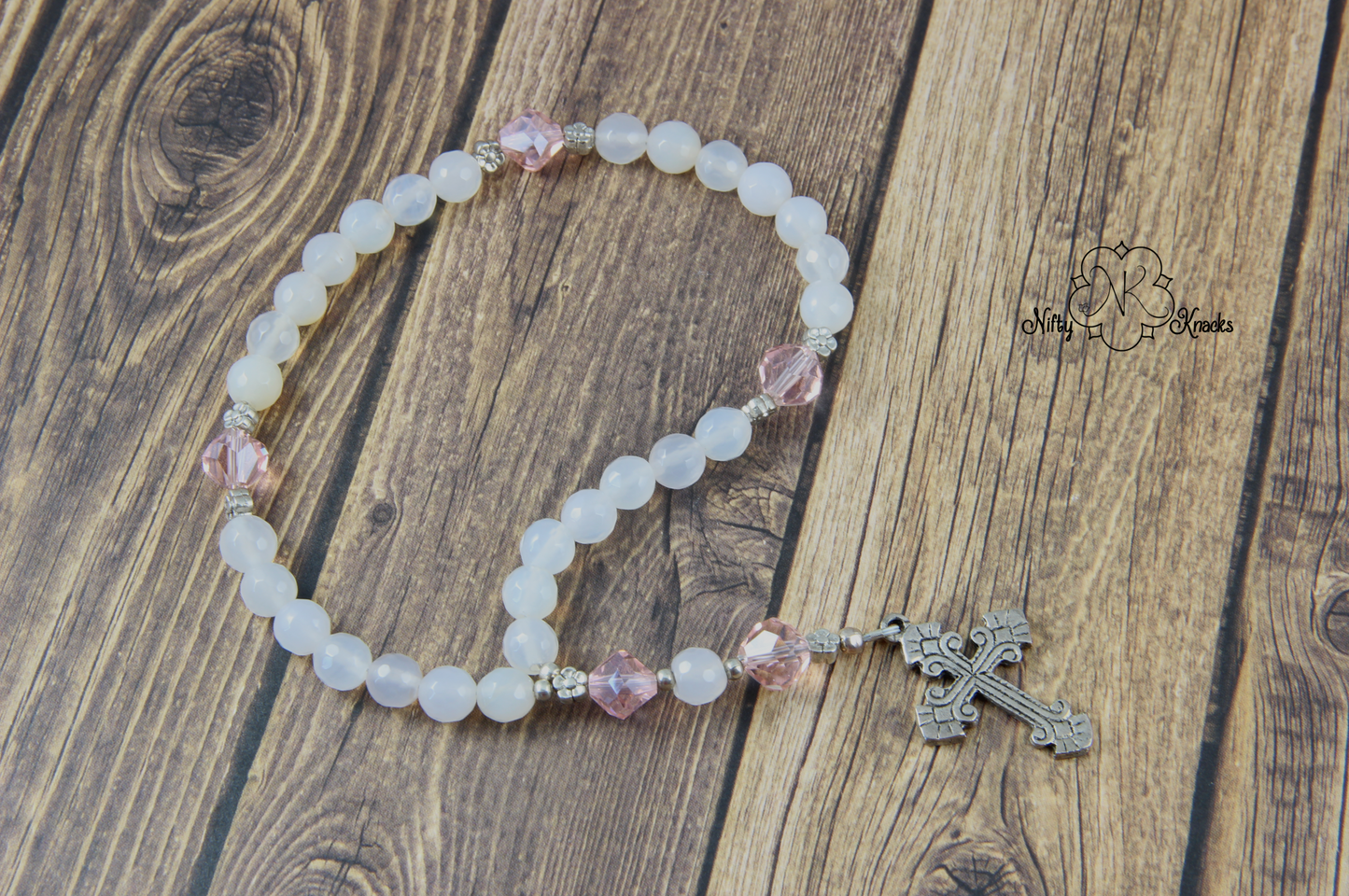 White Agate Anglican Prayer Beads